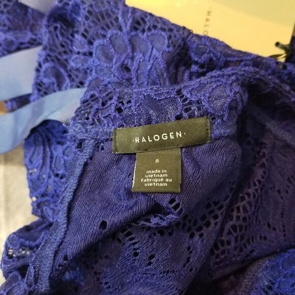 Halogen Blue Sheer Floral Blouse Size Small‎ - Picture 6 of 7